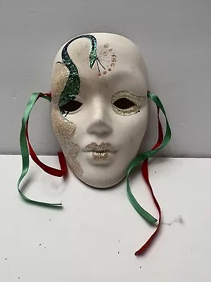 Vintage Wall Hanging Face Mask Hand Painted Ceramic/Porcelain Mardi Gras.  • $17.10