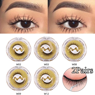 £4.07 • Buy 2 Pairs Self-adhesive False Eyelashes Glue-Free Lashes Extension Natural Fluffy