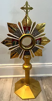 Vintage Catholic Church Altar St. Matthew Mark Luke & John Monstrance Reliquary • $20.50