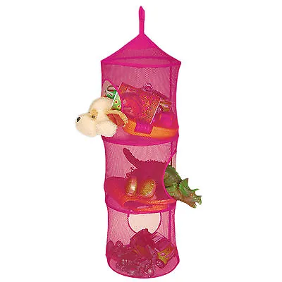£8.79 • Buy Storage Net Hanging 3 Tier Childrens Toy Kids Bedroom Collapsible Pink