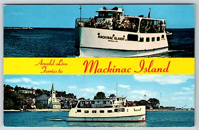 C1960s Arnold Line Ferries Mackinac Island Michigan Mohawk Vintage Postcard • $4.99