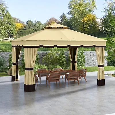 Outsunny 10' X 12' Double Roof Outdoor Gazebo With Netting & Curtains • $269.99