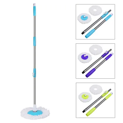 Spinning Mop Pole Handle Replacement 360° Rotating With 2x Microfiber Mop Heads • $18.89