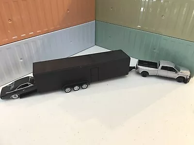 3D Printed 1/64 Hitch + Tow Enclosed 36FT Race Car Trailer For Greenlight 2 Car • $55.05