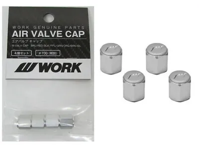 $18 • Buy 4x Work Tire Air Valve Stem Aluminum Caps Jdm New Silver Matte Made In Japan