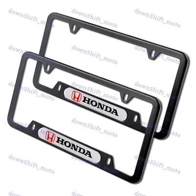 For 2PCS HONDA LOGO Black White Metal Stainless Steel License Plate Frame New • $22.88