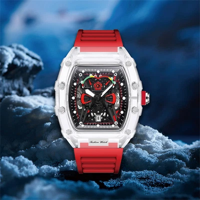 £15.89 • Buy Mens  Wrist Watches Tonneau Skeleton  Tourbillon Rectangular