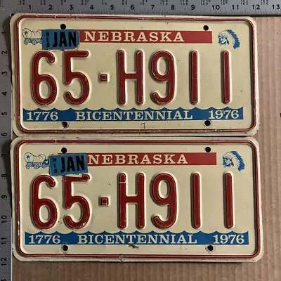 1976 Nebraska License Plate Pair 65 H 911 YOM DMV Box Butte Porsche M296 • $29.51