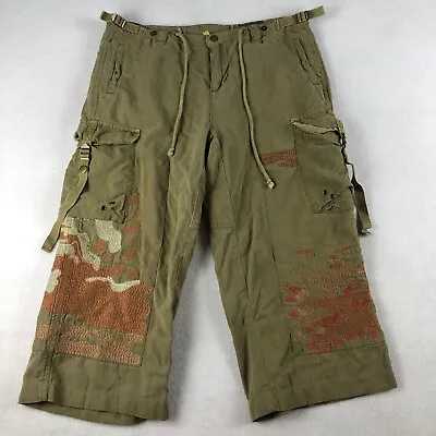 VTG DA-NANG MILITARY CARGO PANTS Womens Small Cropped Embroidered RARE Y2K • $74.89