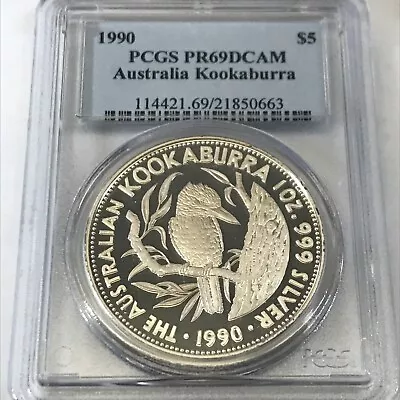 KOOKABURRA 1990 AUSTRALIA 999 Silver $5 1oz SILVER COIN PCGS PR69 DCAM - J5 • $199.99