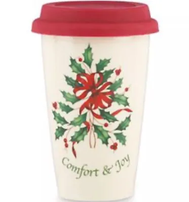 NEW Lenox Comfort & Joy Ceramic Thermal Travel Mug-Silicone Lid #842898 • £8.50