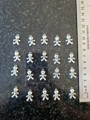 £0.99 • Buy 20 X Silver Coloured Teddy Bear Charms Jewellery Making