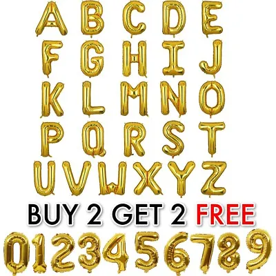 Gold Letters & Number 16  Foil Balloons 16TH 18TH 25TH Birthday Theme PartyDECOR • £0.99