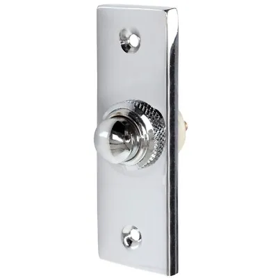 CHROME DOOR BELL Wired Victorian Silver Push Front Porch Chime Traditional Wall • £8