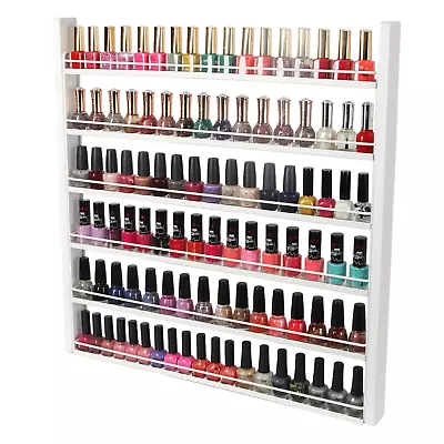 White Wood Nail Polish Organizer With 6 Tier Shelves 100 Bottles • $67.99