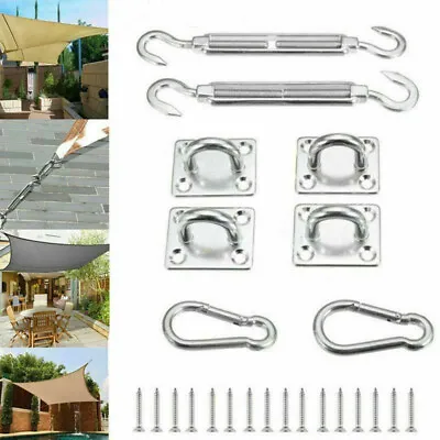 Sun Shade Sail Accessory 8X Stainless Steel Wall Fixing Mounting Hardware Kit • £8.49