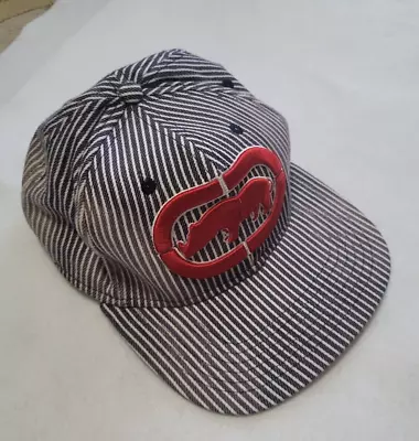 ECKO UNLTD. Navy White Distressed Bleached Logo Flat Brim Hat Cap One Size NWT • $14.99