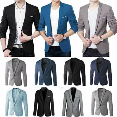 Mens Loose Slim-Fit Blazer Suit Formal Work Business Coats Jacket Casual Tops • $29.35