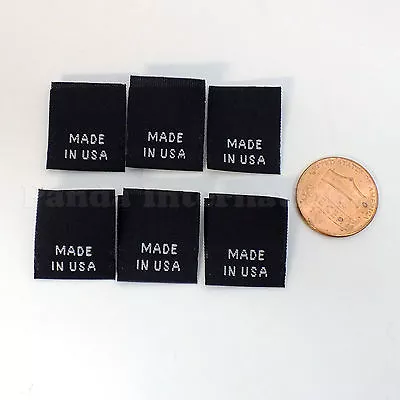 1000 Pcs WOVEN GARMENT SEWING LABELS  MADE IN USA  In Black Fast Shipping@USA • $14.25