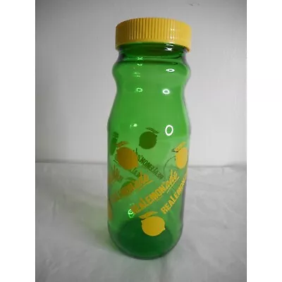 Vintage  REALEMON-ADE  Green Glass Quart Jar Screw On Lid Lemonade Jar • $21.99