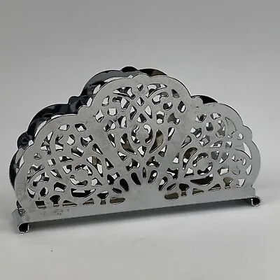 VTG Irvin Ware Chrome Napkin Mail Holder Kitchen Dining Table Lace Filigree USA • $8.99