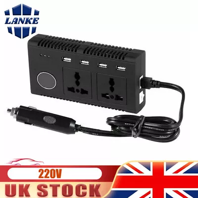 DC 12V To 230V AC Car Inverter 4 USB Ports Charger Adapter Car Plug Converter UK • £24.92