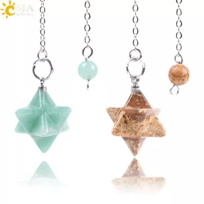 Merkaba Star Quartz Pendulum Necklaces Pendant  Dowsing Healing Charm • £4.08
