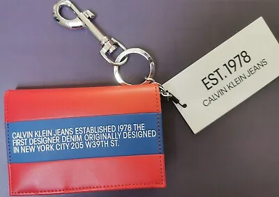 Red Genuine Rare CALVIN KLEIN JEANS MEN'S  LEATHER Pouch Key Chain • £49.50