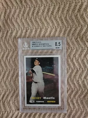 1996 Topps Redemption Mickey Mantle Sweepstakes 1957 REPRINT Beckett 8.5 • $49.99