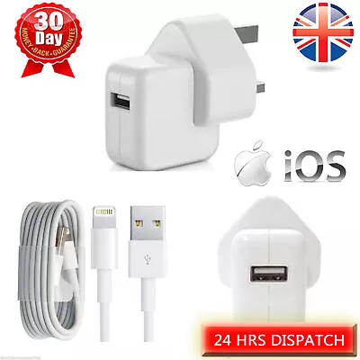 Genuine CE Charger Plug/USB Cable For Apple IPhone 5 6 7 8 X XR XS SE 11 12 IPad • £2.99