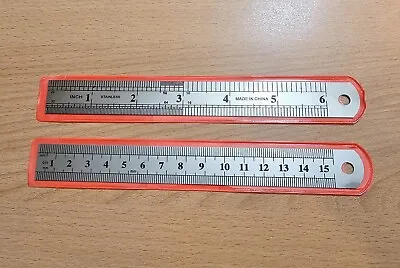 Double Side Metal Ruler Stainless Steel - 15cm / 6  Inch | 150mm Metric/Imperial • £1.87