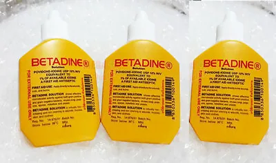 3 X 30 Cc. BETADINE POVIDONE IODINE FIRST AID SOLUTION ANTISEPTIC CUTS WOUNDS • £21.10