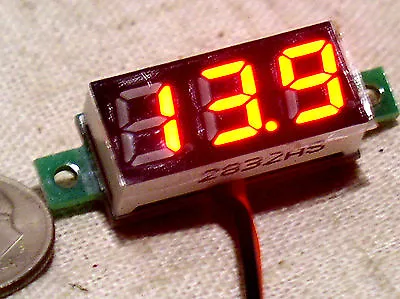 Small 3 Digit Red Led 2 Wire Automotive Dc Car Battery Volt Meter Monitor 3-30v • $8.49