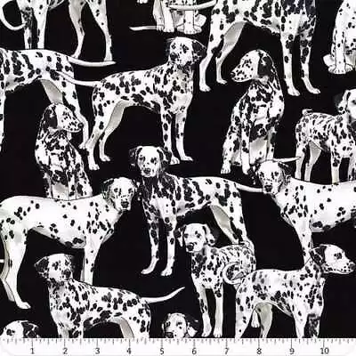 Fat Quarter Pure Breed Dalmatians On Black 100% Cotton Quilting Fabric • £4.20