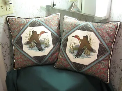 Throw Pillows Green Wing Teal Set Of 2 For Cabin Sofa Bed Etc. V. Nice Vintage • $49.95