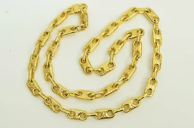 Authentic Celine Logo Link Chain Necklace GP Emblem Vintage Signature Jewelry • $599.99