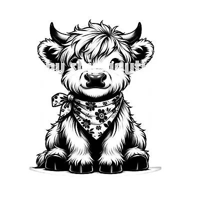Cute Highland Cow Png Clipart Sublimation TShirt Design Digital Download Svg #1 • $0.99
