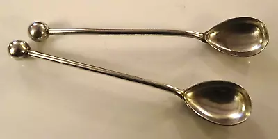 Sterling Silver Pair Salt Spoons Ball Ends 1900 11g Goldsmiths & Silversmiths • £26