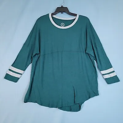 Maurices 24/7 Women's 3/4 Sleeve Shirt Top Round Neck Green Size 1X • $12.24