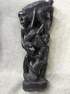 Vintage African Tribal Art Hand Carved Ebony Makonde Tree Of Life Tanzania 9.5  • $70