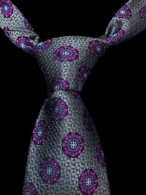 CANALI Tie Silk Gray Luxury Pattern Necktie Textured Italy • $149