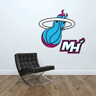 Miami Heat Logo Wall Decal NBA Basketball Vice Nights Decor Sport Vinyl Sticker • $59.95