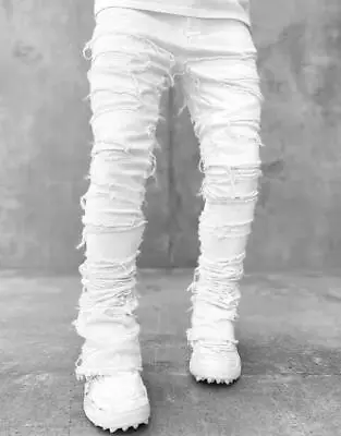 Men Jeans Pants Streetwise Stretch Skinny Denim Straight Long Stacked Slim • $39.99