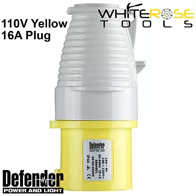 Defender 16A Plug Yellow 110V Electrical Industrial • £6.99