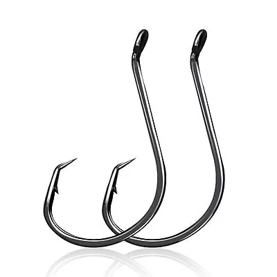 100x Fishing Tackle Octopus Circle Hook Carbon Steel Chemically Sharpened Offset • $12.10