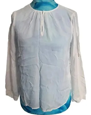 VELVET  GRAHAM & SPENCER Womens White Blouse Size 10 Uk 36  Bust Slit OpenSleeve • £18
