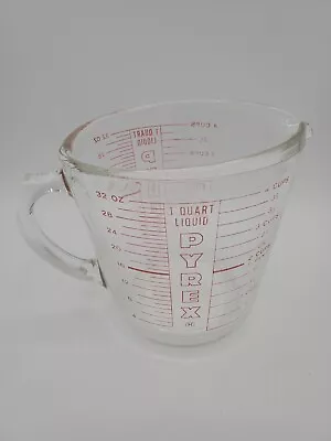 Vintage Pyrex Glass 4 Cups 1 Quart 32oz Measuring Cup 235 D Handle Red Lettering • $20.49