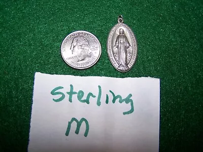 Vintage Sterling Silver Miraculous Medal Pendant 1830 Mary Pray For Us Catholic • $24.95