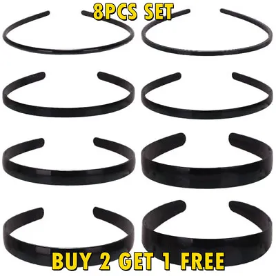 8 PCS Black Hair Essential Headband Hoop Band Comb Sports Hairband Men Women • $7.59