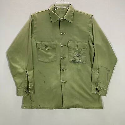 Vintage U.S. Navy SEABEES Utility Military Green Shirt Men’s 48  Chest  • $57.60